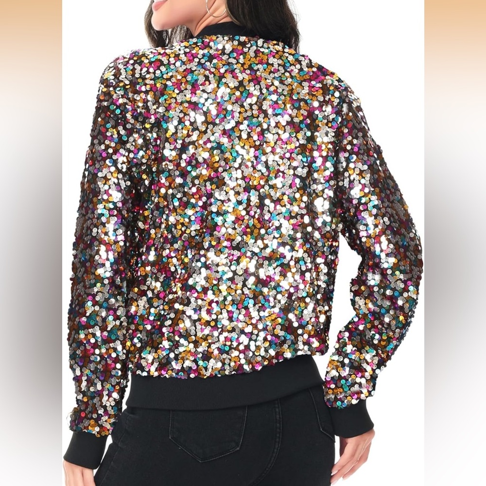 36 Point 5 Multicolor Sequin Bomber Jacket - Picture 8 of 8